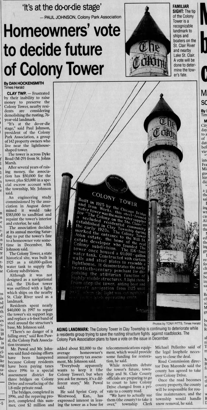 Colony Tower - Nov 9 2001 Article (newer photo)